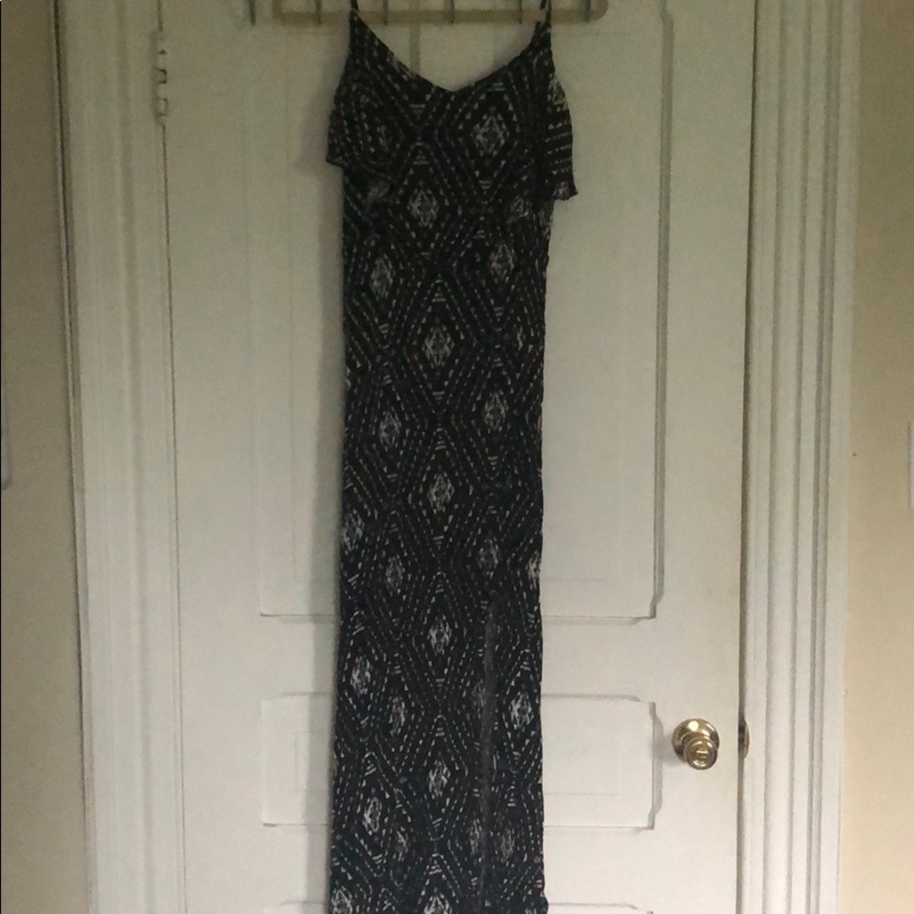 spaghetti strap maxi dress with side slit
